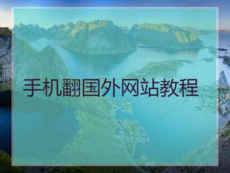 手机翻国外网站教程