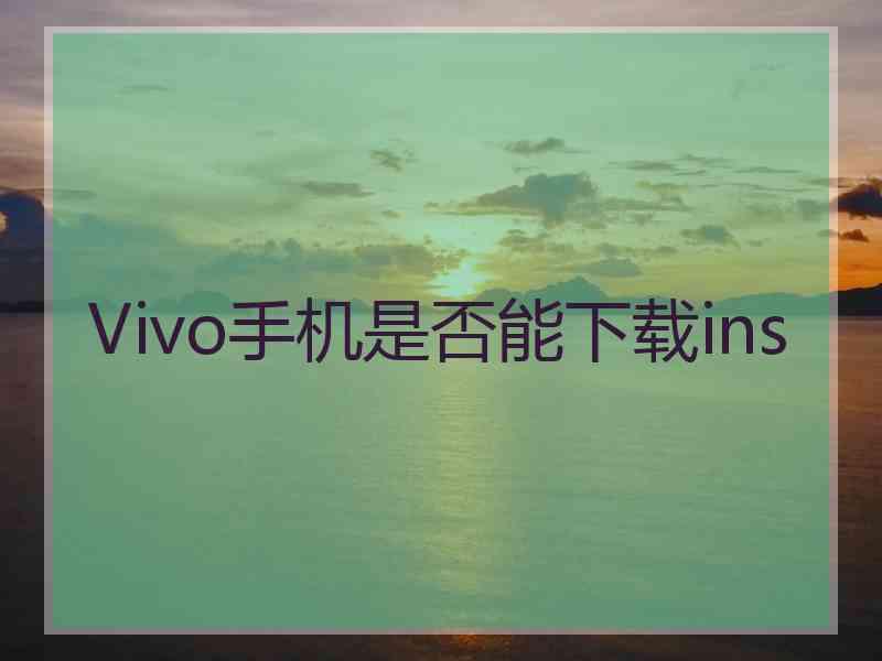 Vivo手机是否能下载ins