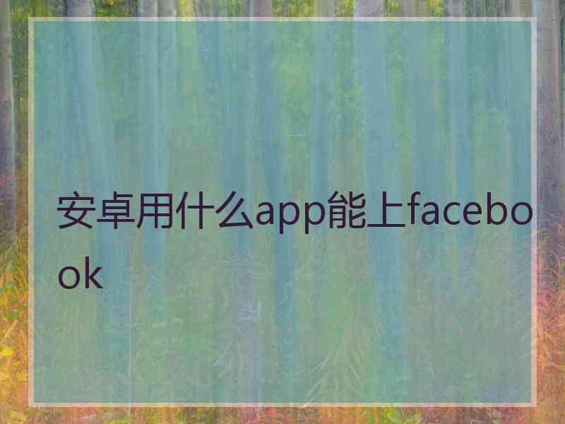 安卓用什么app能上facebook